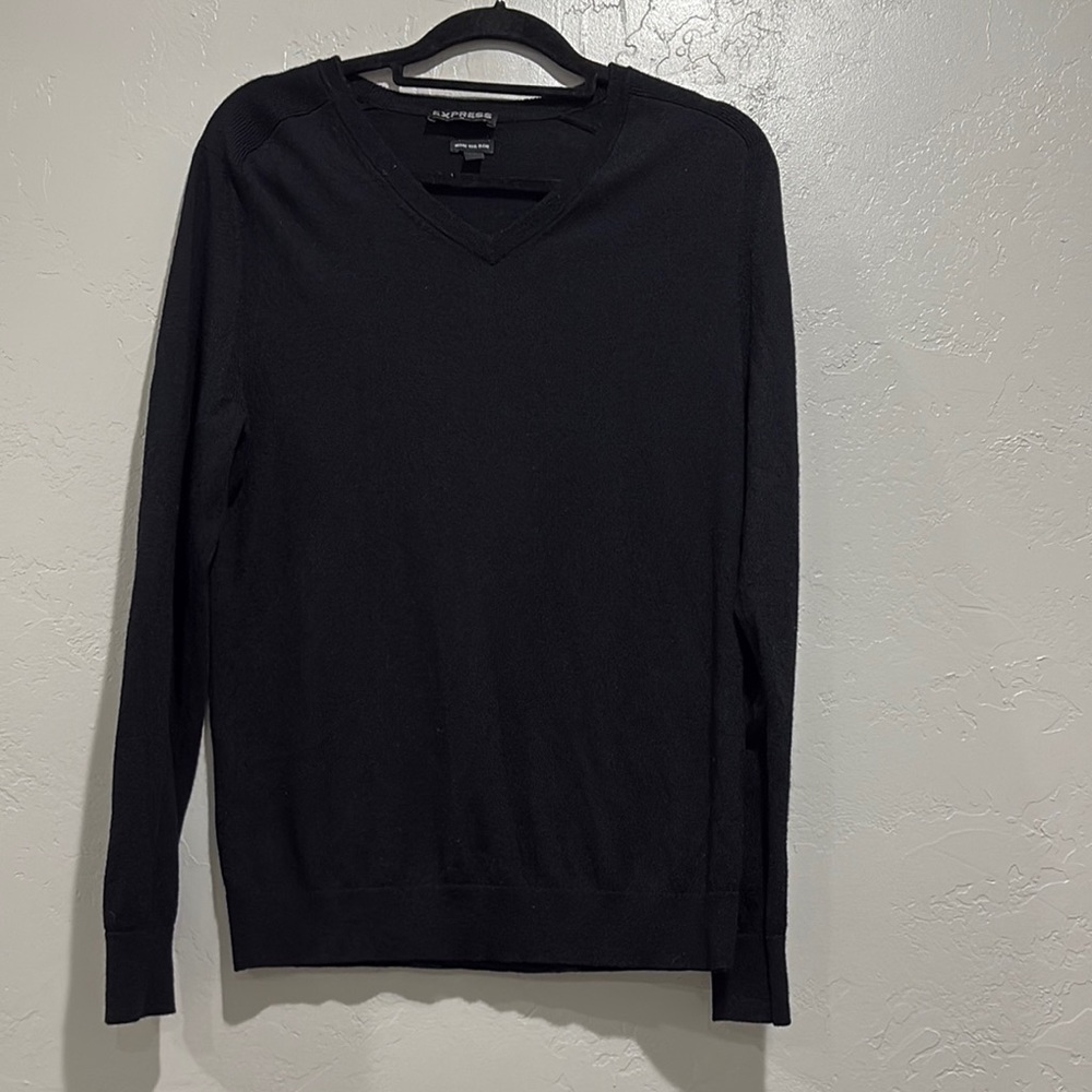 Express Black V-Neck Sweater Timeless Knit Design